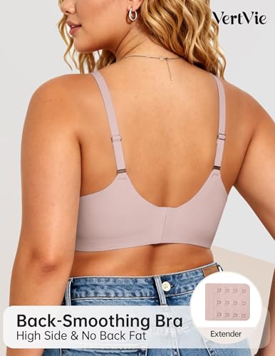 Image of Vertvie Jelly Bras for Women No Underwire Supportive | Seamless Wireless Bralette, Cool Breathable Mesh, Push Up Scalloped V-Neck, Full Coverage Tshirt Bra, Soft Comfortable