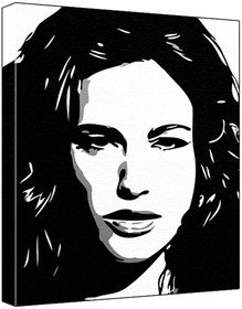 Kelly Brook (100% Original Painting. Not A Print ) Acrylic Paint On Deep Framed Canvas (60 x 50 x 1.8 cm) 3-Colour Black/Grey/White-image-20