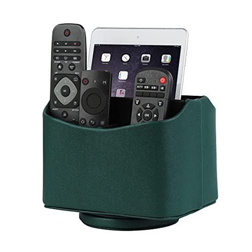 HofferRuffer Fernbedienungshalter, 5 Fächer, Fernbedienung, 360 Grad drehbar, PU-Leder, Aufbewahrungsbox, Organizer für TV-Guide, Kosmetik, Sonnenbrille Cover