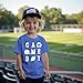 IZYJOY Game Day Football Shirts for Toddler Boy Funny Football Graphic T-Shirt Kids Sports Fans Short Sleeve Tee Tops(Blue,18-24Months(80))