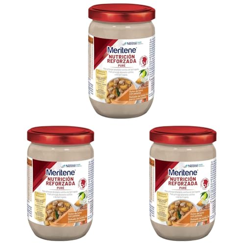 Meritene | Nutrición Reforzada Puré de Guiso de Lomo con Patatas | Alimento Fresco y Nutritivo | Tarrito para Adultos | Para Personas con Dificultad para Tragar | 300 gr (Paquete de 3)