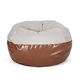 Christopher Knight Home Ohnstad Bean Bag, Light Gray + Coffee Brown, Small