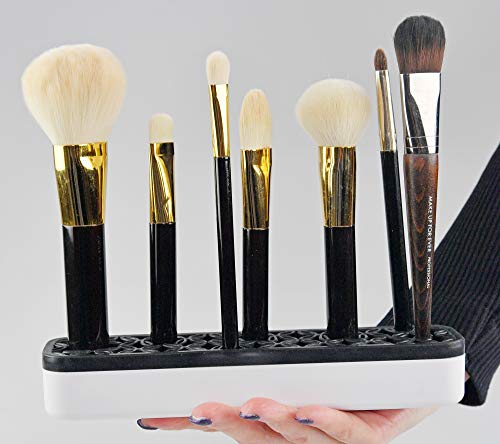 Home-X Silicone Makeup Brush Holder Organizer, Cosmetic Brushes, Portable Cosmetic Storage For Brushes, Air Drying Different Size Brush-Black-8”L #TOP4