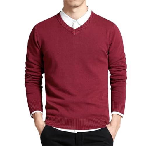 Cotton Sweater Men Long Sleeve Pullovers Outwear Man V Neck Sweaters Fashion Loose Fit Knitting Pullovers
