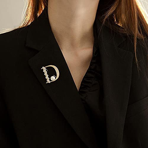 Image of Crystal Pearl Initial Brooch Gold Plated Rhinestone D Letter Alphabet Breastpin Pin Jewelry for Gifts
