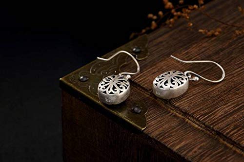 Boucles d'oreilles argent sterling S990 style chinois fleur creuse - 3