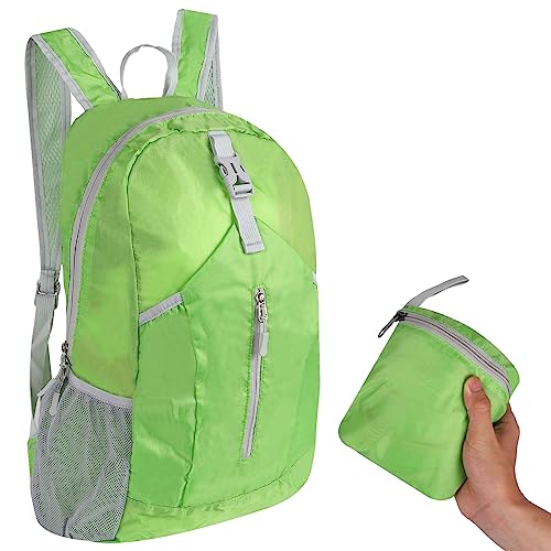 Gukasxi Faltbarer Rucksack Ultra Leicht, Unisex Tagesrucksack Outdoor, Kleiner Wasserdichter Wanderrucksack für Camping Wandern Reisen Sport Klettern Radfahren (grün)