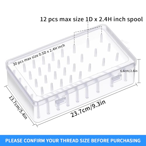 Image of Homakover 42 Spools Sewing Thread Box Storage, Clear Plastic Thread Spools Holder, Embroidery Organizer Bobbins Storage Case, Portable Craft Organizer for Embroidery Quilting and Sewing Threads