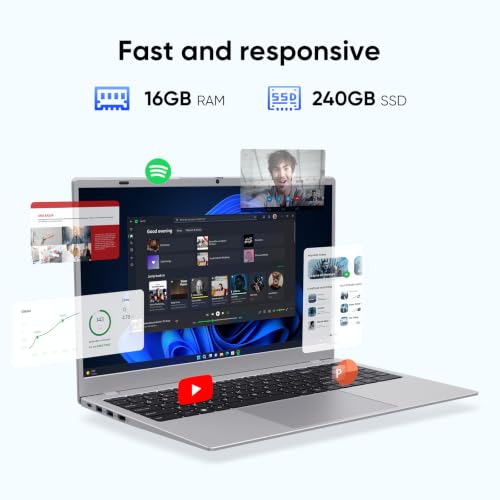 MARGOLAI 15.6" FHD IPS Laptop Computer, 16GB RAM/240GB SSD, Pentium 6500Y - image 3