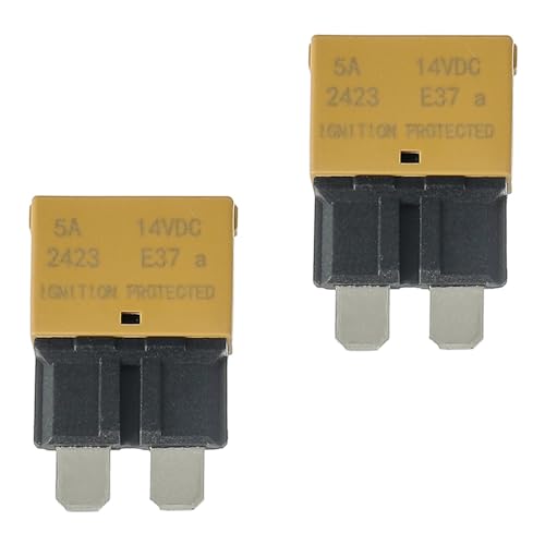 EPLZON 5A DC 12V-14V Auto Reset Circuit Breaker ATC/ATO Low Profile T1 Mini Blade Fuses Breakers for Car Trucks Marine Boat RV Solar and More,2 Pack