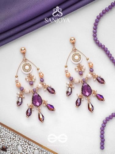Image of SANJOYA by EVERSTYLISH Embroidered Earrings for Women | Hoop Earrings with Stones, Beads, Pearls & Glass Drops | Lightweight Ethnic & Festive Jewelry for Weddings & Parties
