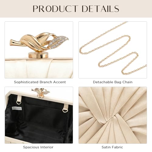 Image of CHUNLI Satin Clutch Bag, Elegant Clutch Purse for Women, Gold Evening Bags