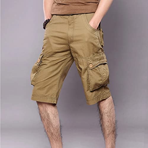 Shorts de travail des genoux droits RLKHXBS en coton décontracté pour hommes