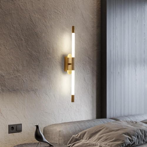 Image of Glowave Modern Golden 600mm Metal LED Long Tube Wall Light - Warm White