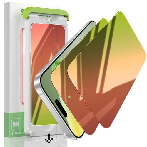 Image of 2 Pack Privacy Screen Protector Compatible for iPhone 17 Pro, Red to Green Gradient Anti-Spy Glass Film, Shatterproof, Anti-Scratch, Touch Sensitive, No Bubbles Installation Tool
