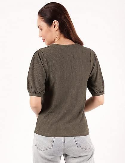 Image of Marks & Spencer Women's Regular Blouse (T43 7840K Khaki 8)