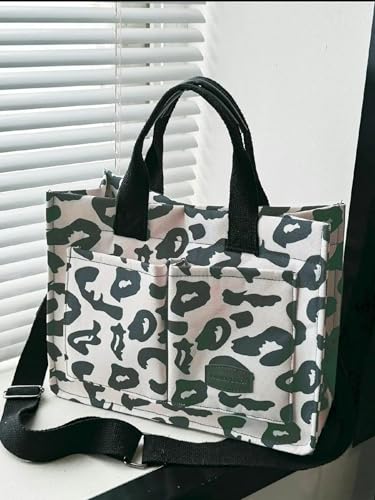 Image of Cherry Tote Bag for Women Canvas Patched Purse Cute Shoulder Bag Multi-Pocket Satchel Handbag for work travel