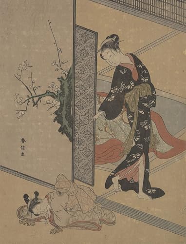Peinture WYKUJMYTO jeune femme au petit serviteur Kamuro qui dort