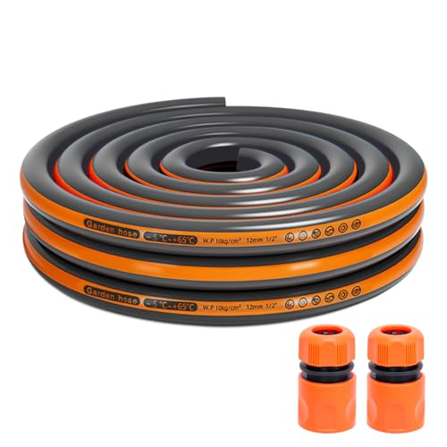 VReder Hose Pipe 1/2 Heavy Duty Garden Hose 4-Layered Burst-Proof Reinforced PVC Water Hose with Quick Connect Kink-Free Flexible Hose for Garden Irrigation Car Washing Watering (2 Metres)