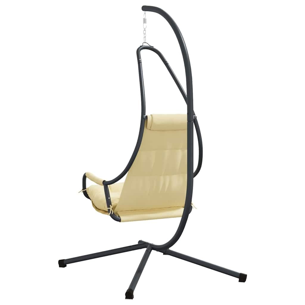 Silla colgante de huevo beige, 94 x 107 x 196,5 cm, silla colgante de acero para sala de estar, balcón, exterior o interior, mecedora, sillón, adulto