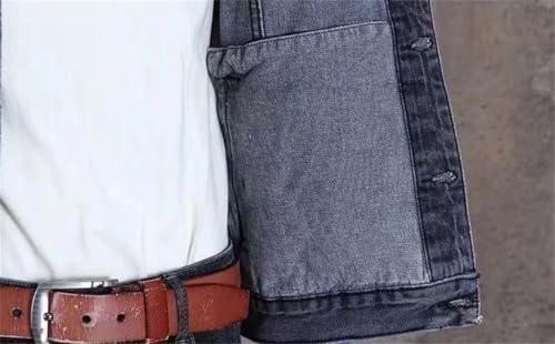 Men Denim Jackets Wide Shoulders With Print Cargo Loose Coat3