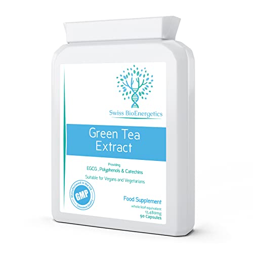 Green Tea Capsules 90ct - 12,480mg Extract | Antioxidant Supplement, Made in UK