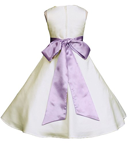 Pink Promise Wedding Pageant Ivory A-Line Matte Satin Jr. Bridesmaid Flower Girl Dress2