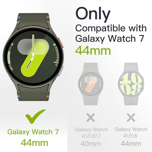 Image of JETech Cover Case with Screen Protector for Samsung Galaxy Watch 7 44mm, Overall Protective Cover, Built-in Tempered Glass Film High Sensitivity, 2 Pack (Green)
