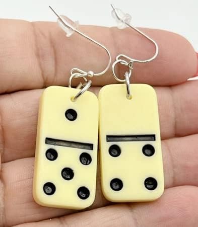 Mini Domino Wire Pierced Earrings Dork Nerd Geek Game Funky