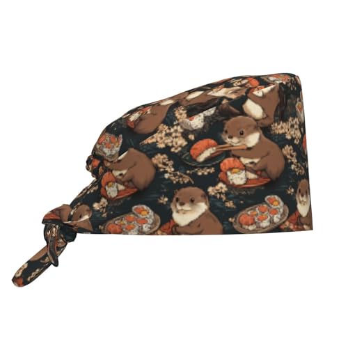 Image of Working Cap Scrub Cap with Sweatband Adjustable Unisex Tie Back Hat for Cleaning Farm Nursing