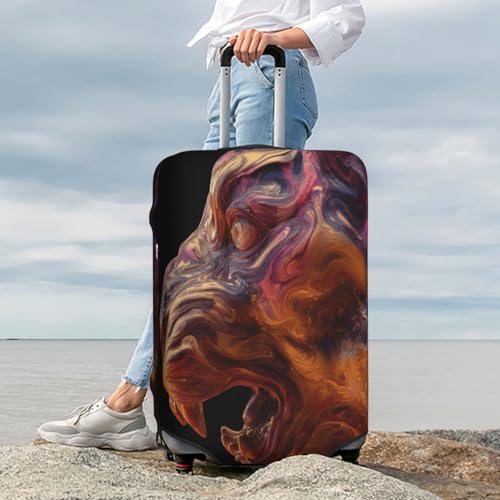 Aurora Tiger Head Durable Luggage Cover Suitcase Protector Anti-Scratch Luggage Cover Fits 18-32inch Luggage, Black, M3