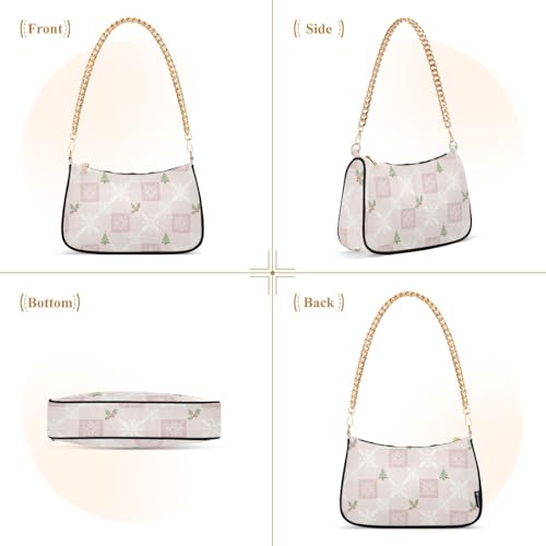Sac à main Noël arbres et flocons sur chaîne blush compact - 2