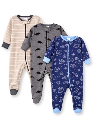 Image of TuddyBuddy 100% Organic Cotton Multi Color Sleepsuit /Onesie /Footed Romper for Baby Boy & Baby Girl