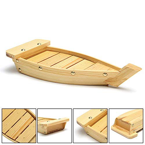 100% Natural Bamboo Wooden Sushi Tray Serving Boat Plate for Home or Restaurant