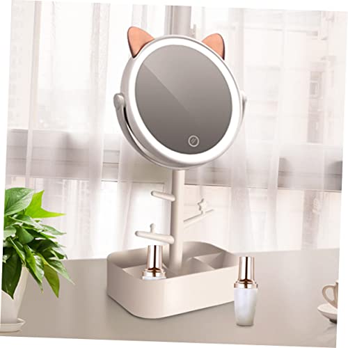 Espejo para maquillaje Angoily con luz LED y base giratoria miniatura 3