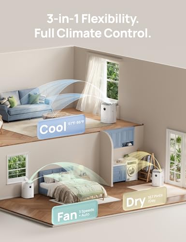 Image of DREO Portable Air Conditioner 543S, 11,000 BTU ASHRAE (7200 BTU DOE) Smart AC Unit for Bedroom with Drainage-free Cooling, Fan&Dehumidifier 3 in 1, APP /Voice /Remote, Quiet Standing AC for Room Indoors