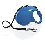 FLEXI New Classic Retractable Dog Leash (Tape), 16 ft, Large, Blue