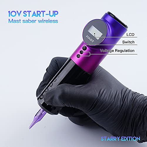 Mast Archer Wireless Tattoo Machine Rotary Pen Style Supply Coreless Motor 2,000Mah Battery Power (3.5Mm Stroke Gradient Purple) #TOP2
