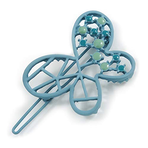 Pasador de pelo de mariposa azul claro antideslizante de 50 mm para cabello rebelde