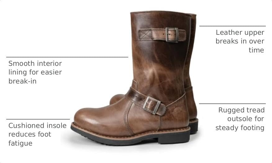Image of Milwaukee Leather Men's Classic Leather Engineer Motorcycle Biker Boots | Premium Material, Round Toe, Rider Ready, Durable Everyday Wear