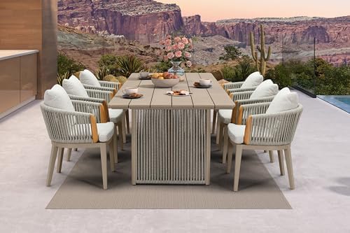 PURPLE LEAF 7 Pieces Outdoor Dining Set, Aluminum Outdoor Patio T...