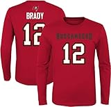 Tom Brady Tampa Bay Buccaneers NFL Kids Youth 8-20 Red Long Sleeve Player Jersey T-Shirt (US, Numeric, 10, 12, Regular, Tom Brady Tampa Bay Buccaneers Red)