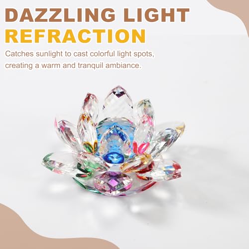 Figurine de fleur de lotus en cristal 9x9cm décoration multicolore