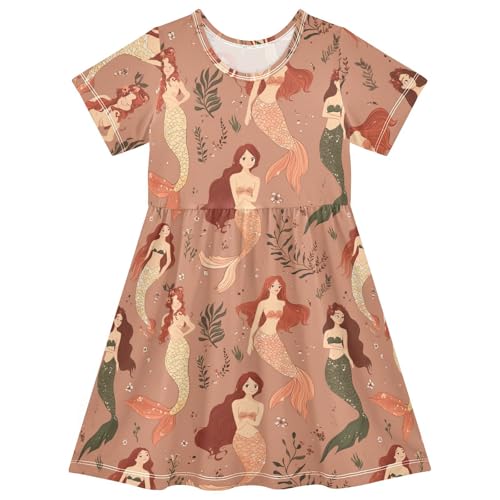 KLL Girls Fashion Dress Short Sleeve Casual Loose Sundresses for Girls
