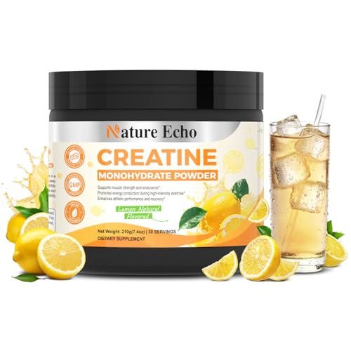 Image of Creatine Monohydrate Powder - Lemon - 30 Servings | 5g of Creatine Monohydrate - Supports Muscle, ATP Production, Energy, Strength - Vegan, Gluten Free