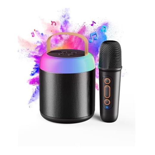 VELOMAX Karaoke Mic with Speaker for Kids, 360° Surround Sound with Ambiance Light, Wireless Mic with 5 Sound Effects, Mike for Singing with Mini Speaker, Birthday Gifts Toys (1 Microphone)