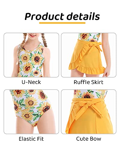 Image of Girls Swimsuit 3 Piece Bathing Suit Quick Dry Tankini Set with Cover Up Beach Skirt Tankini Swimwear 5-16 Years