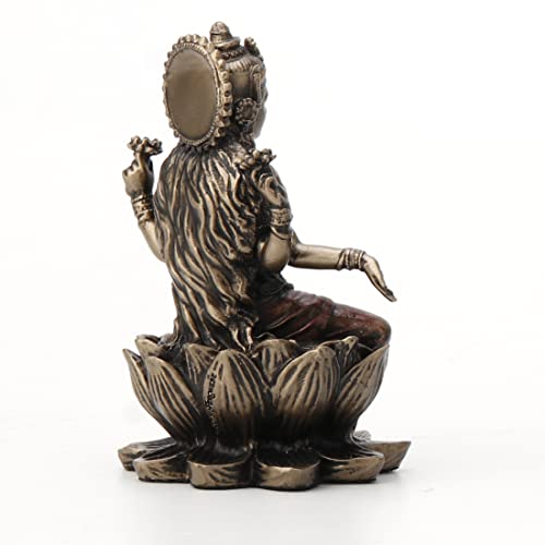 Estatua Lakshmi en loto acabado bronce pintado 3 3/8" miniatura 5