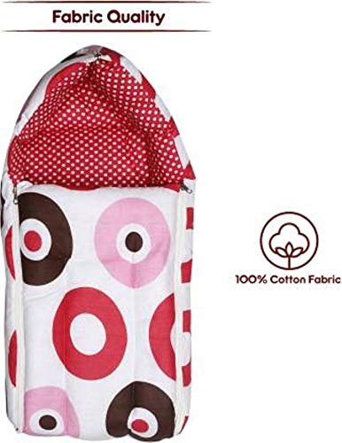 Image of by Urban Space Cotton Baby 3 in 1 Reversible Cotton Bed Cum Sleeping Bag (Wrapper Size -68 x 50 x 15 cm, 0-12 Months, Polka Pink)