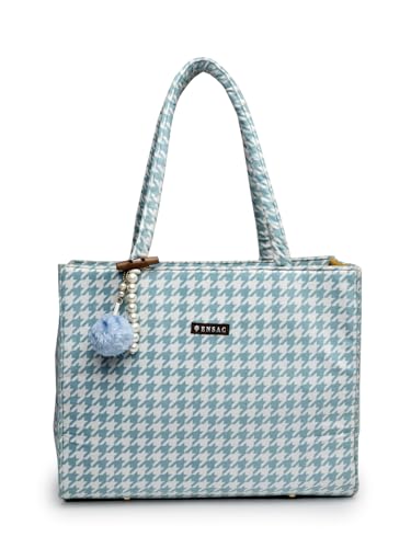 Image of ENSAC Women's Floral Print Tote Bag | Lightweight Handbag with Zipper Closure